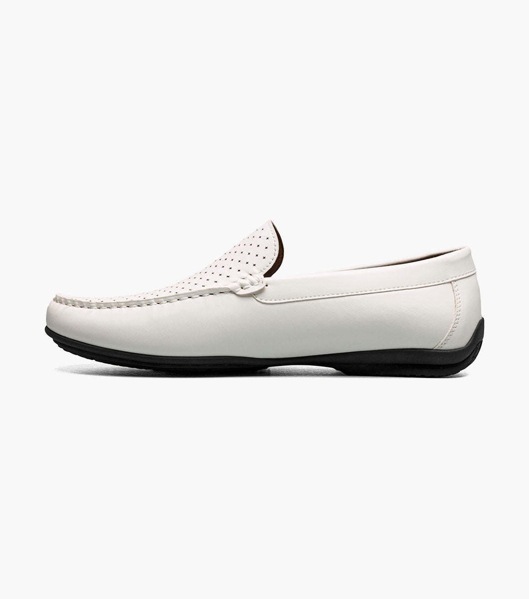 Stacy Adams CONROY Moc Toe Perf Slip On White by Stacy Adams Shoes