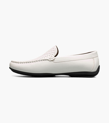 Stacy Adams CONROY Moc Toe Perf Slip On White by Stacy Adams Shoes
