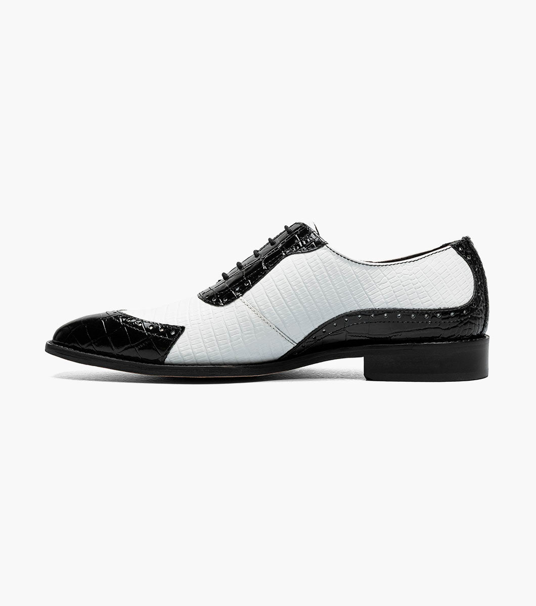 Stacy Adams TARANGO Modified Cap Toe Oxford Black w/White by Stacy Adams Shoes