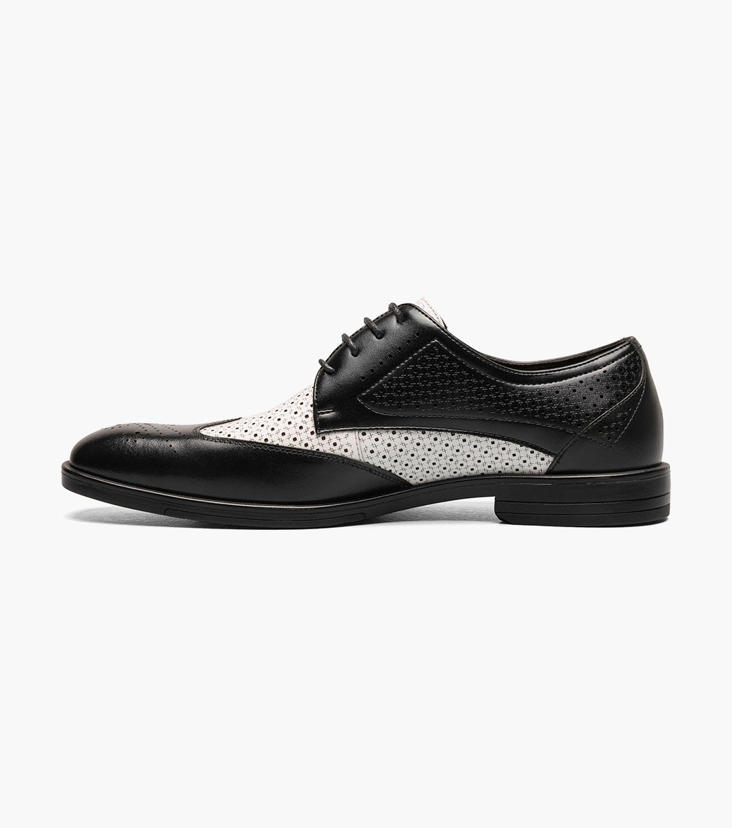 Stacy Adams ASHER Wingtip Lace Up Black w/White by Stacy Adams Shoes