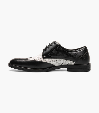 Stacy Adams ASHER Wingtip Lace Up Black w/White by Stacy Adams Shoes