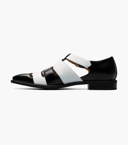 Stacy Adams CALDERON Closed Toe City Sandal Black w/White by Stacy Adams Shoes