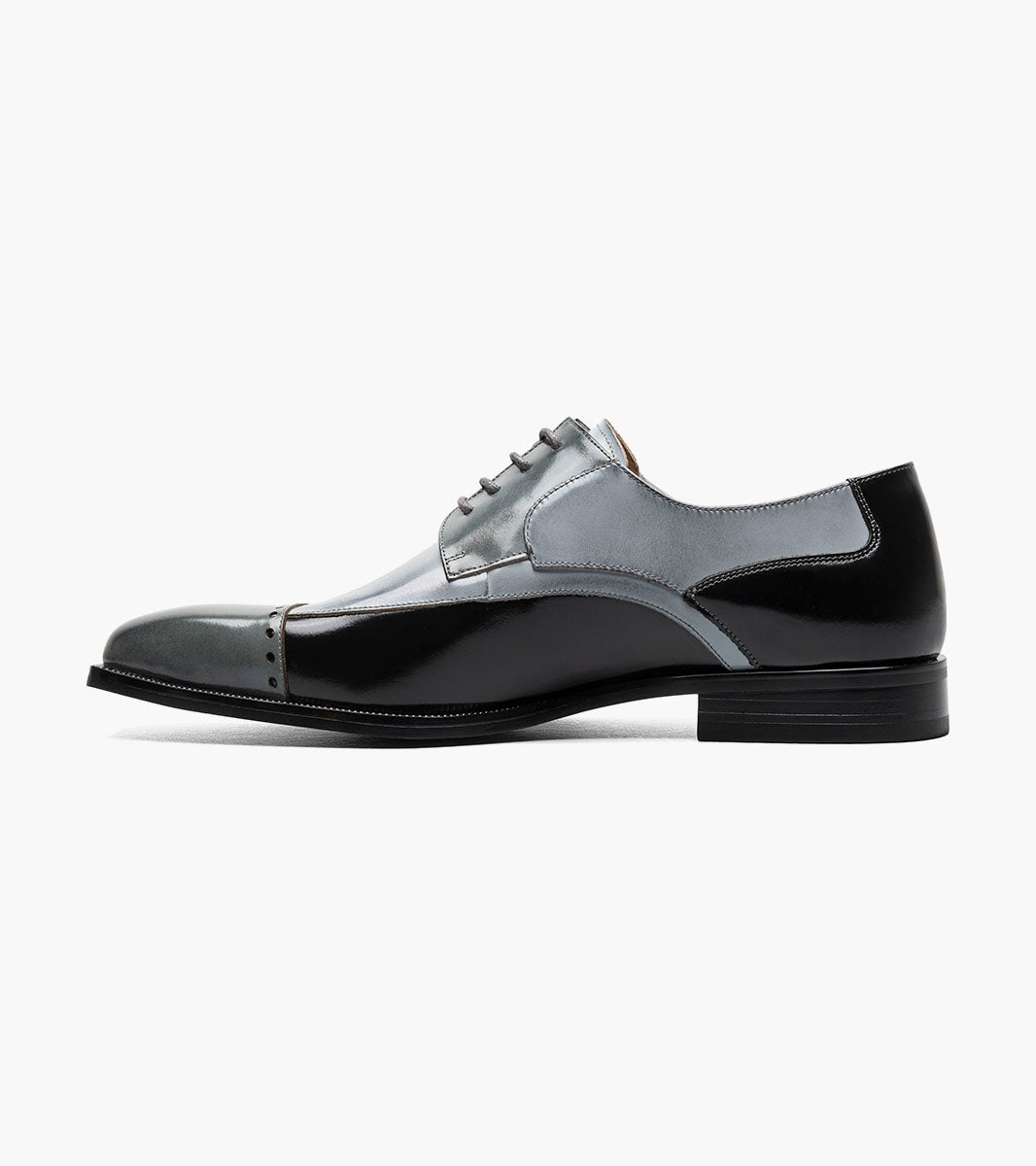 Stacy Adams PLAZA Modified Cap Toe Oxford Black/Gray by Stacy Adams Shoes