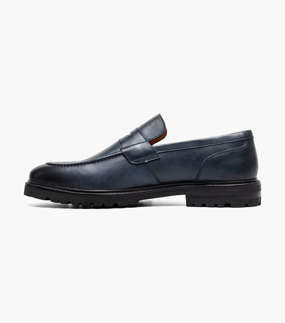 Stacy Adams HAYES Moc Toe Penny Slip On Navy by Stacy Adams Shoes