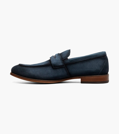 Stacy Adams BURKE Moc Toe Saddle Slip On Navy Suede by Stacy Adams Shoes