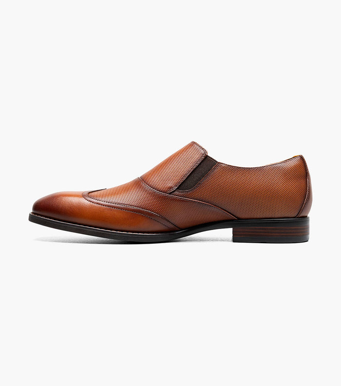 Stacy Adams LOCKWOOD Wingtip Ornament Slip On Cognac by Stacy Adams Shoes