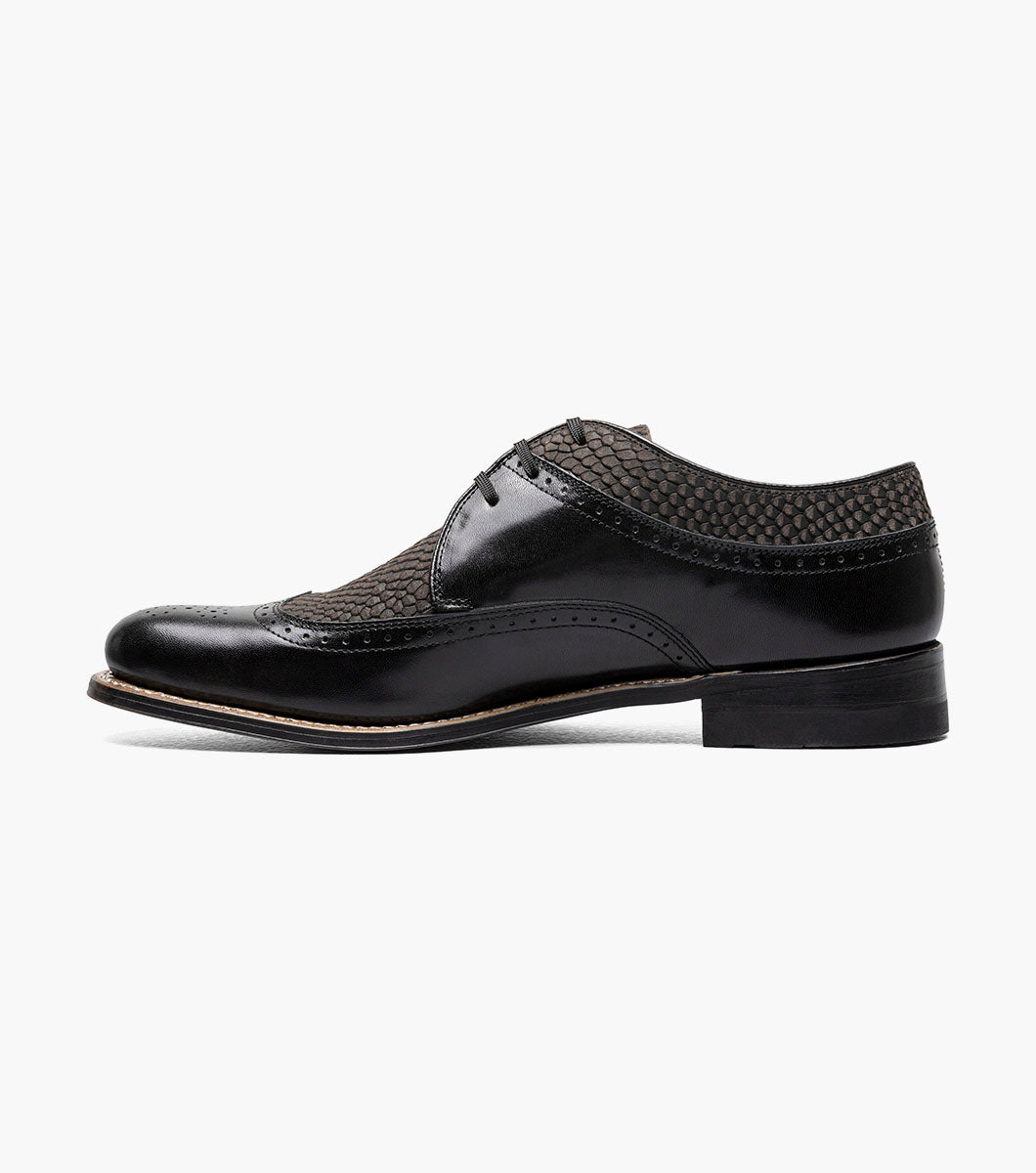 Stacy Adams DAYTON Python Print Wingtip Oxford Black/Gray by Stacy Adams Shoes