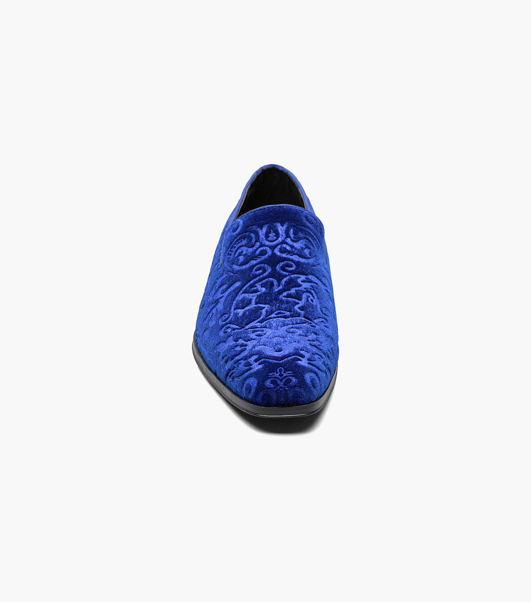 Stacy Adams SAUNDERS Debossed Velour Slip On Royal by Stacy Adams Shoes