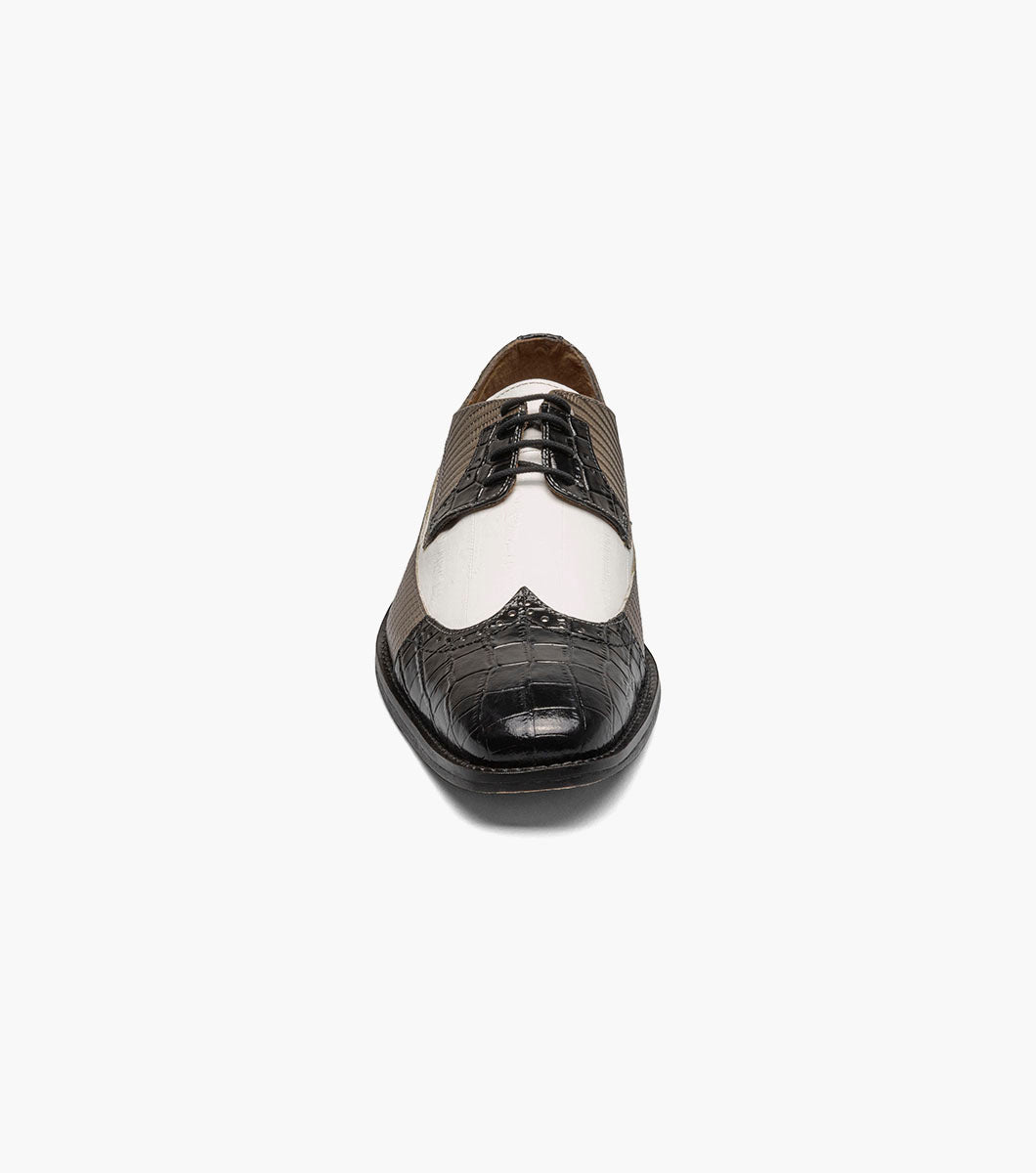 Stacy Adams GALLINARI Wingtip Lace Up Black/Grey by Stacy Adams Shoes