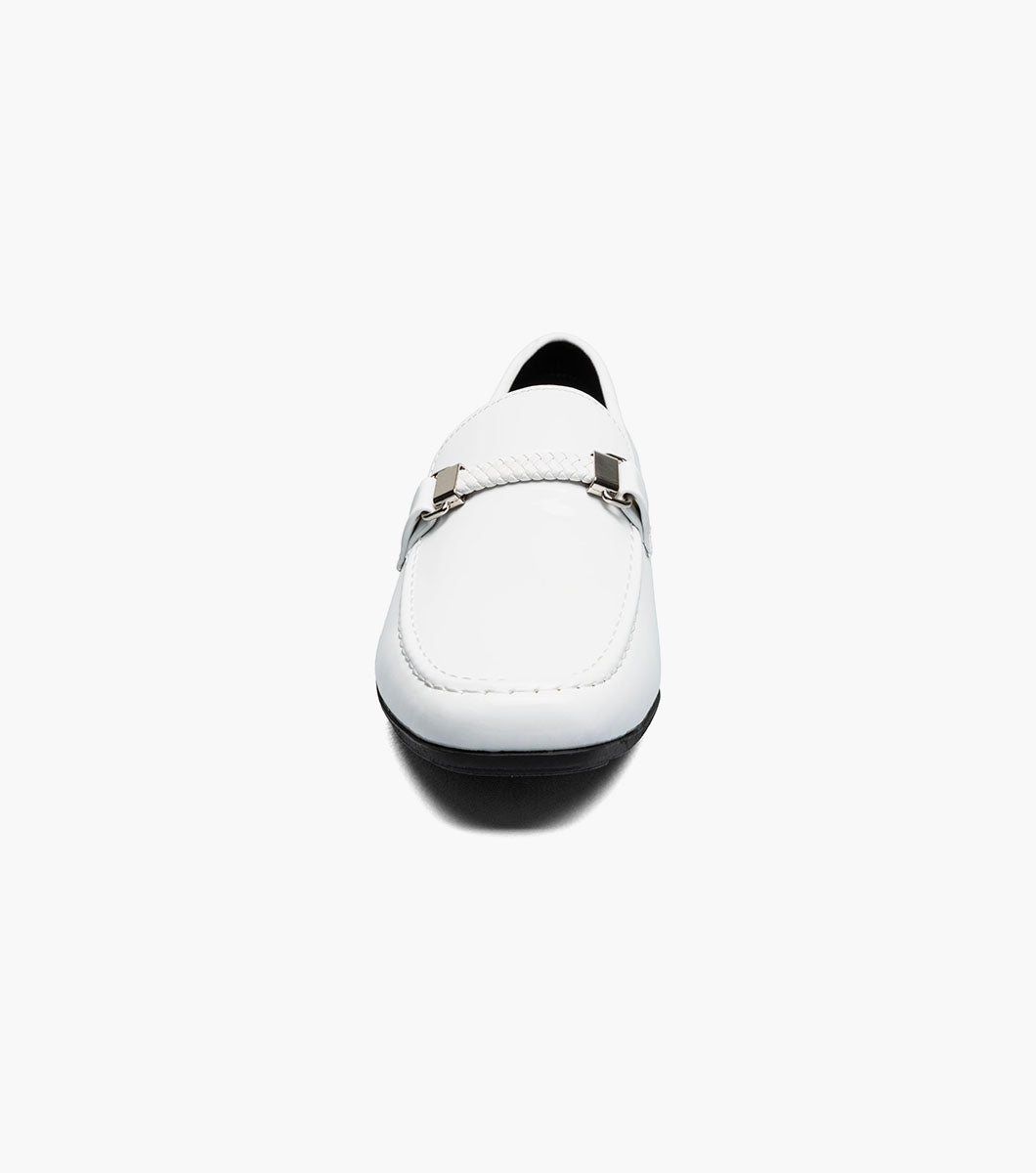 Stacy Adams SHERIDAN Moc Toe Bit Slip On White Patent by Stacy Adams Shoes