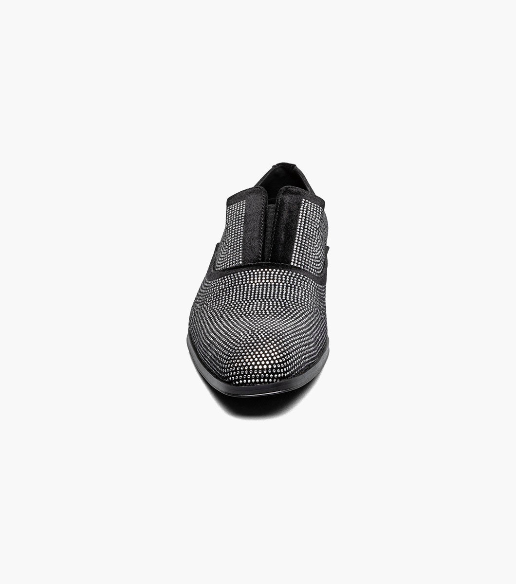 Stacy Adams STARLEIGH Rhinestone Plain Toe Slip On Black and Silver by Stacy Adams Shoes