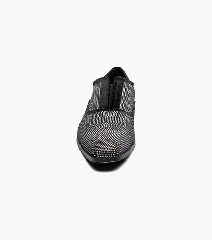Stacy Adams STARLEIGH Rhinestone Plain Toe Slip On Black and Silver by Stacy Adams Shoes