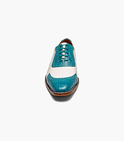 Stacy Adams TARANGO Modified Cap Toe Oxford Navy with Teal by Stacy Adams Shoes