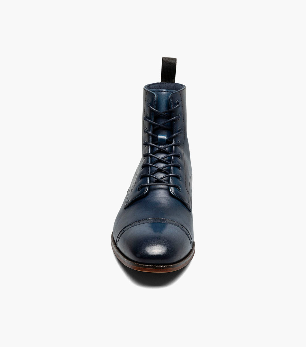 Stacy Adams HENRY Cap Toe Lace Up Boot Navy by Stacy Adams Shoes