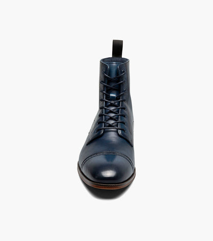 Stacy Adams HENRY Cap Toe Lace Up Boot Navy by Stacy Adams Shoes
