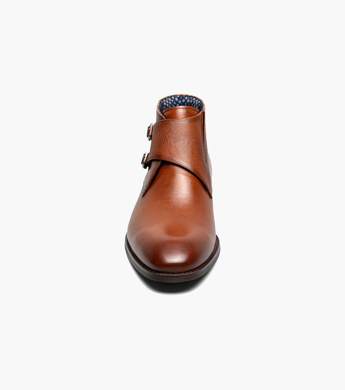 Stacy Adams KAIUS Plain Toe Double Monk Strap Boot Cognac by Stacy Adams Shoes