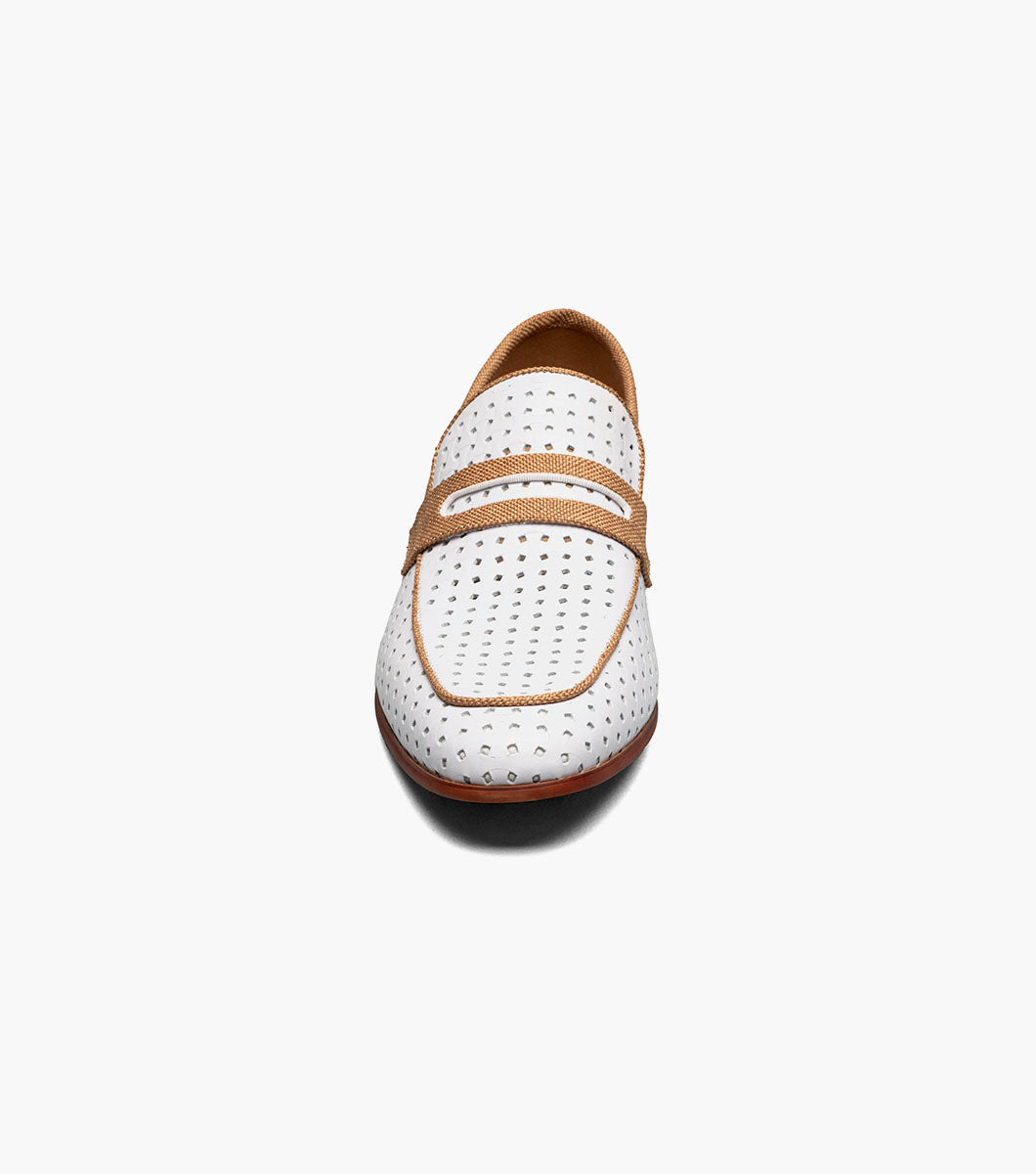 Stacy Adams WINSTEAD Moc Toe Saddle Slip On White by Stacy Adams Shoes