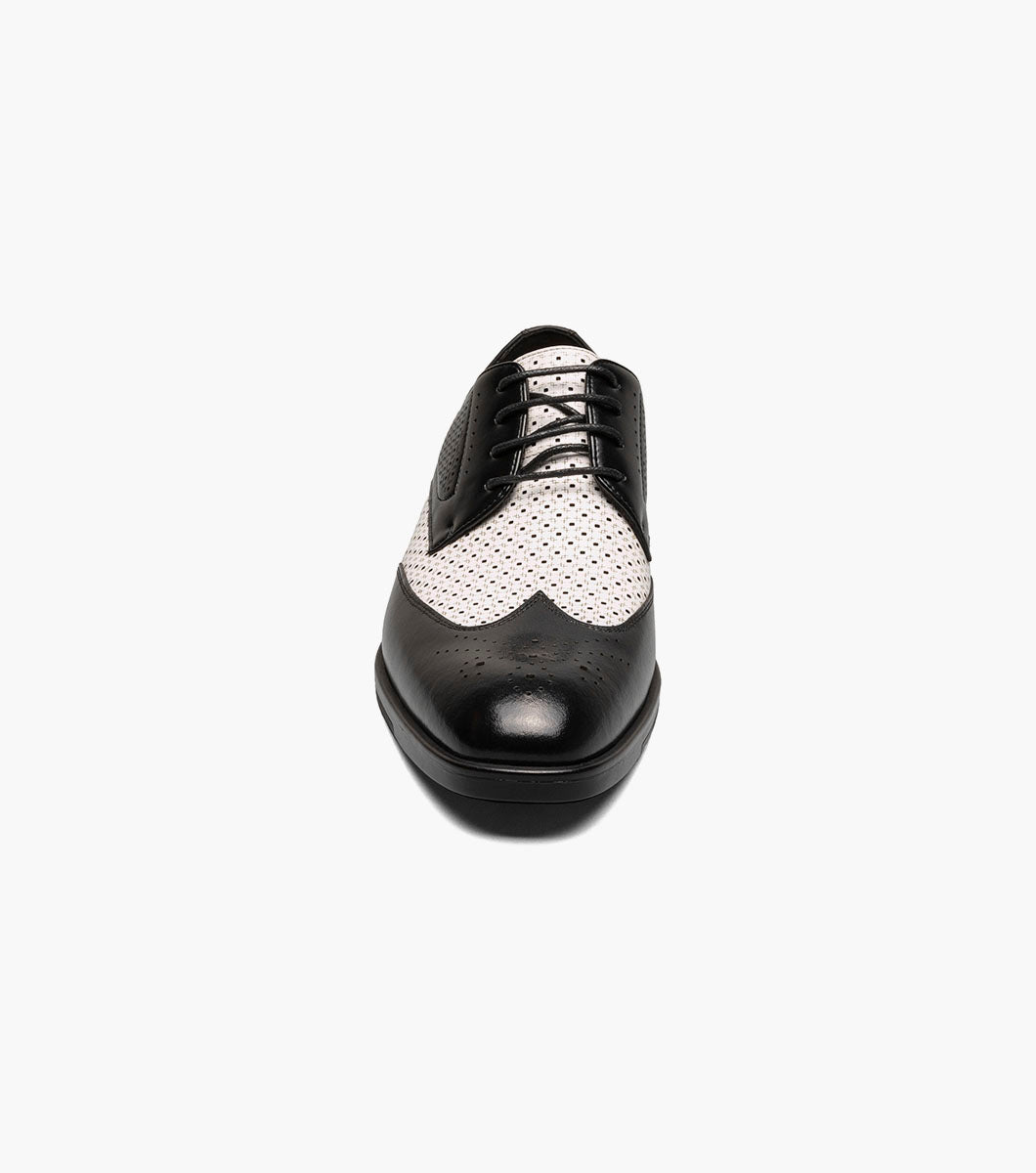 Stacy Adams ASHER Wingtip Lace Up Black w/White by Stacy Adams Shoes