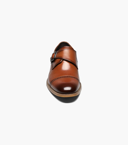 Stacy Adams DESMOND Cap Toe Monk Strap Cognac by Stacy Adams Shoes