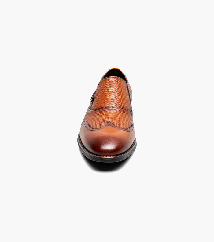 Stacy Adams LOCKWOOD Wingtip Ornament Slip On Cognac by Stacy Adams Shoes