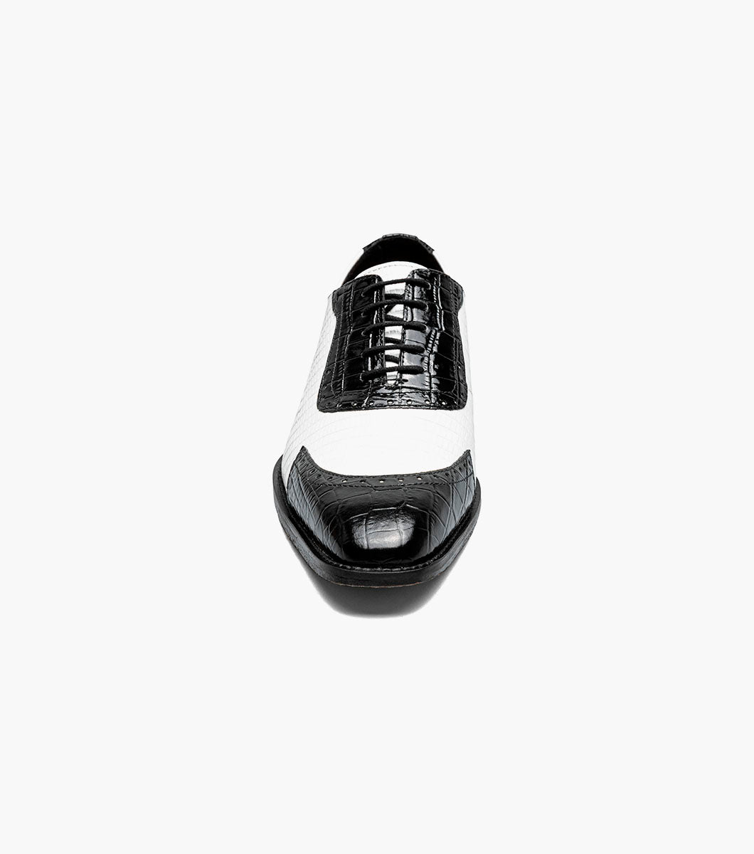 Stacy Adams TARANGO Modified Cap Toe Oxford Black w/White by Stacy Adams Shoes