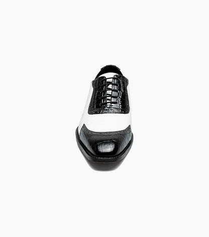 Stacy Adams TARANGO Modified Cap Toe Oxford Black w/White by Stacy Adams Shoes