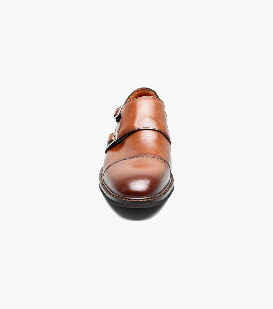 Stacy Adams BOSWELL Cap Toe Double Monk Strap Brandy by Stacy Adams Shoes