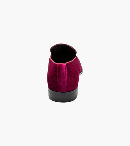 Stacy Adams SAVIAN Plain Toe Velour Slip On Cranberry by Stacy Adams Shoes