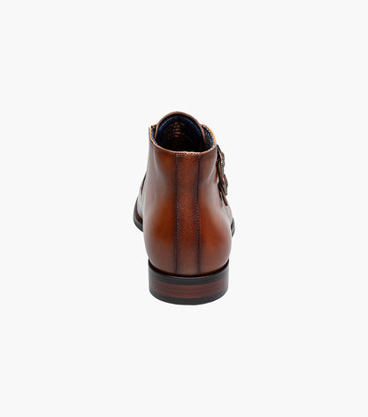Stacy Adams KAIUS Plain Toe Double Monk Strap Boot Cognac by Stacy Adams Shoes