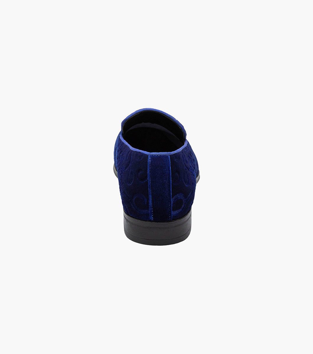 Stacy Adams SAUNDERS Debossed Velour Slip On Royal by Stacy Adams Shoes