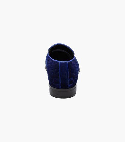 Stacy Adams SAUNDERS Debossed Velour Slip On Royal by Stacy Adams Shoes