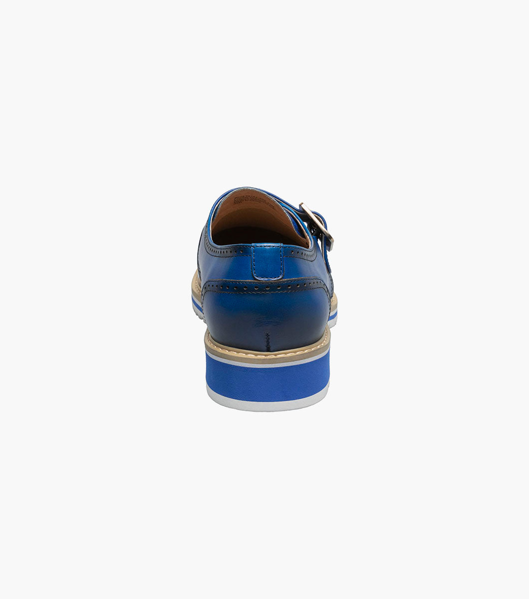 Stacy Adams BARTRAM Plain Toe Monk Strap Blue by Stacy Adams Shoes