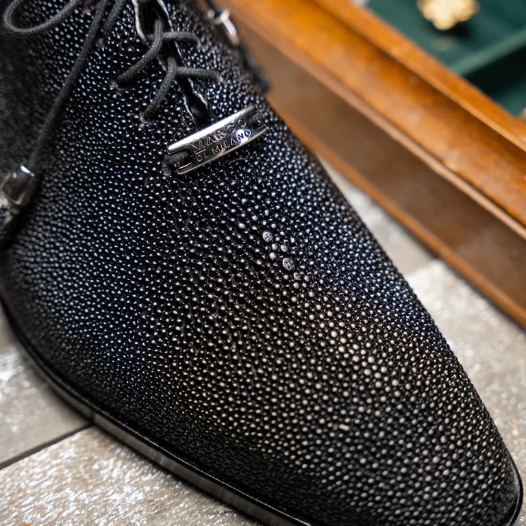 Marco Di Milano Rimini Black Genuine Stingray Exotic Lace-Up Dress Shoes - view 7