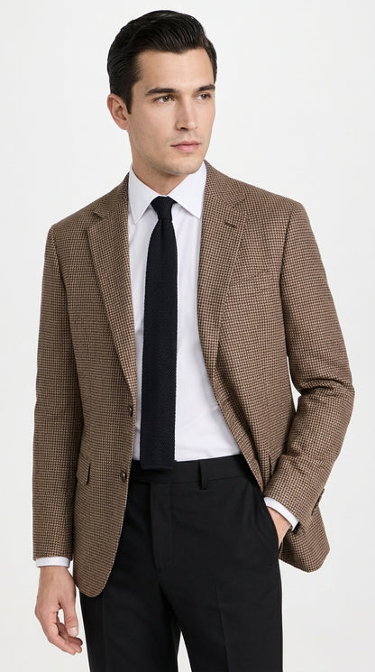 Men’s Vintage Brown Houndstooth Blazer – 1950s Coffee Check Sport Coat