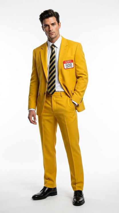 Men’s Beetlejuice Little Head Costume Yellow Suit – Shrinker Inspired 2 Piece Halloween Suit