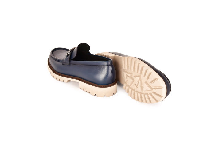 C0001202-7887 loafer with silver buckle-Blue
