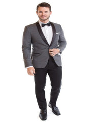 Mens Grey Shawl Lapel Tuxedo Jacket - Men's Tuxedo USA