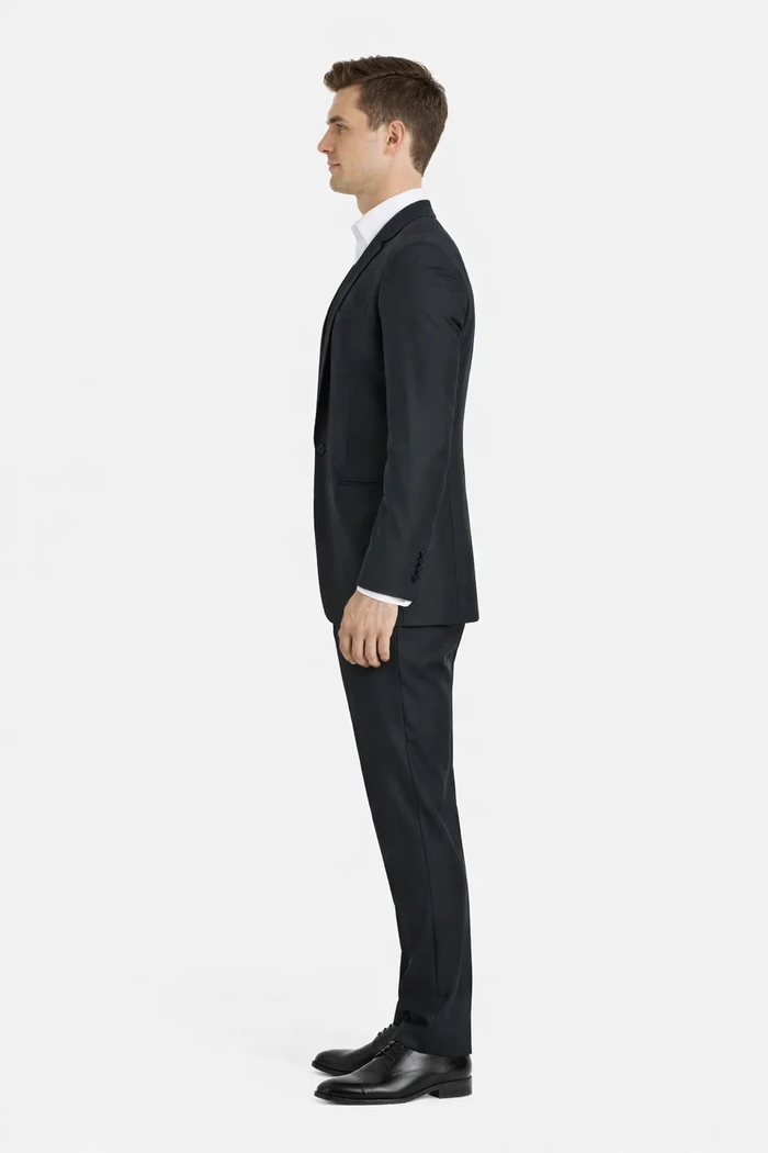 1 Button Designer Shawl Tuxedo in Black - Mens Slim Fitted Tuxedo
