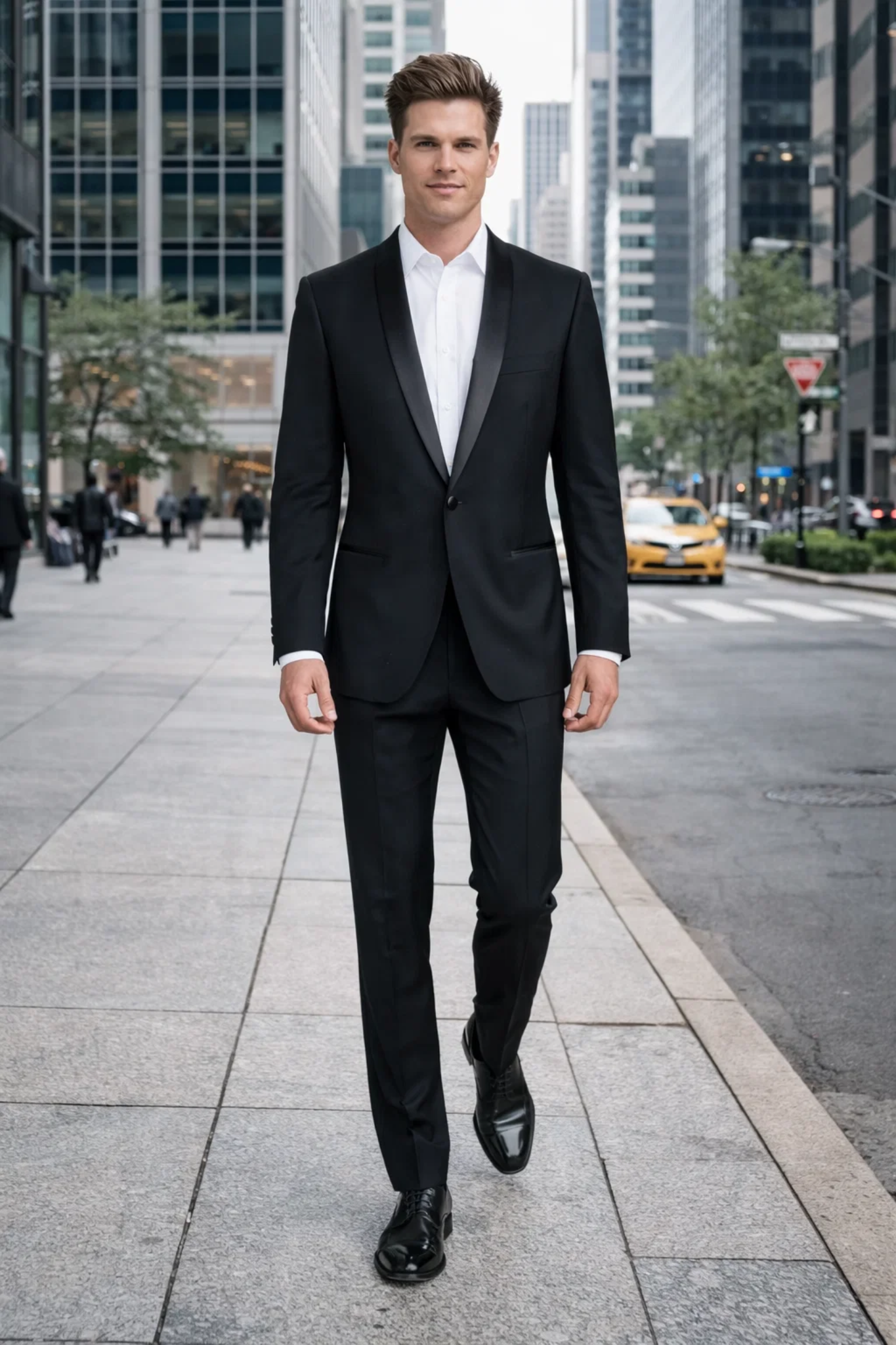 1 Button Designer Shawl Tuxedo in Black - Mens Slim Fitted Tuxedo