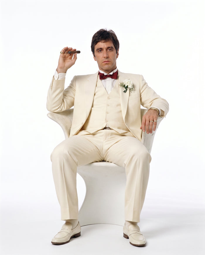 Tony Montana’s Ivory Vested Suit – Classic Ivory 3 Piece Suit for Wedding, Formal and Evening Wear