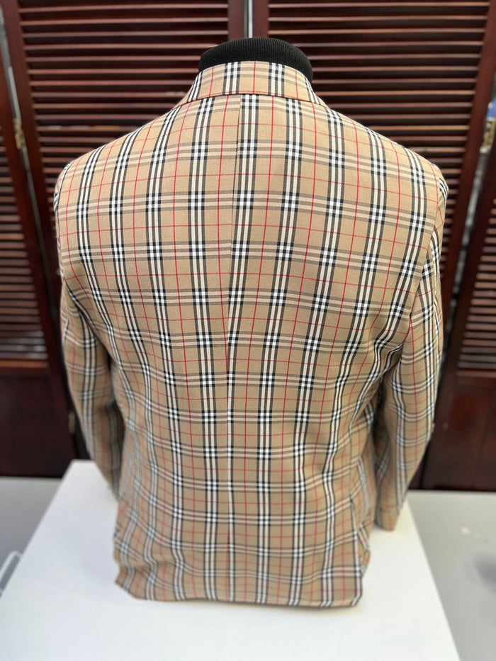 Classic Beige Checkered Blazer  Tan Plaid Sport Coat - Camel Windowpane Pattern