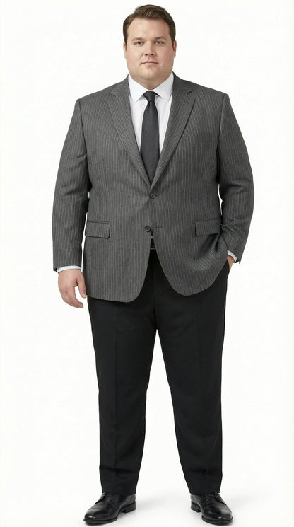 Men’s Charcoal Grey Pinstripe Blazer – Classic Tailored Formal Jacket for Business, Professional Wear Sportcoat