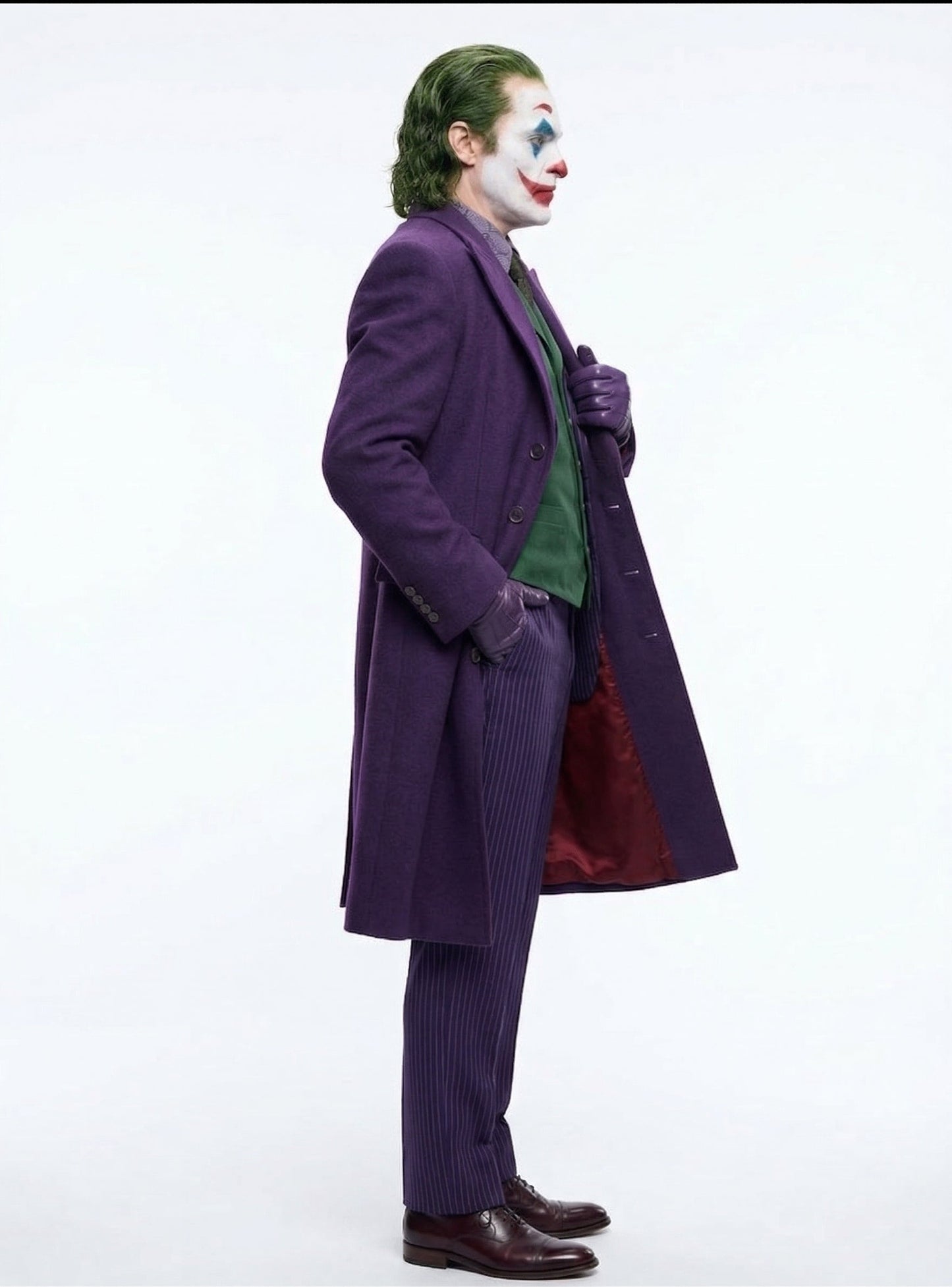 Men’s Purple Overcoat Joker Folie à Deux Arthur Fleck Inspired Long Coat – Classic Costume Trench Coat, Stylish Winter Party Wear Jacket