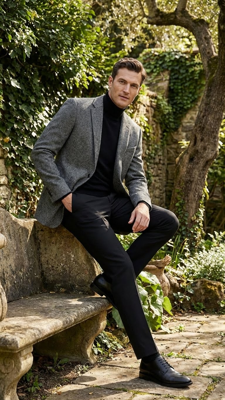 Mens Grey Tweed Herringbone Sport Coat - Gray Mens Blazer Suit Jacket