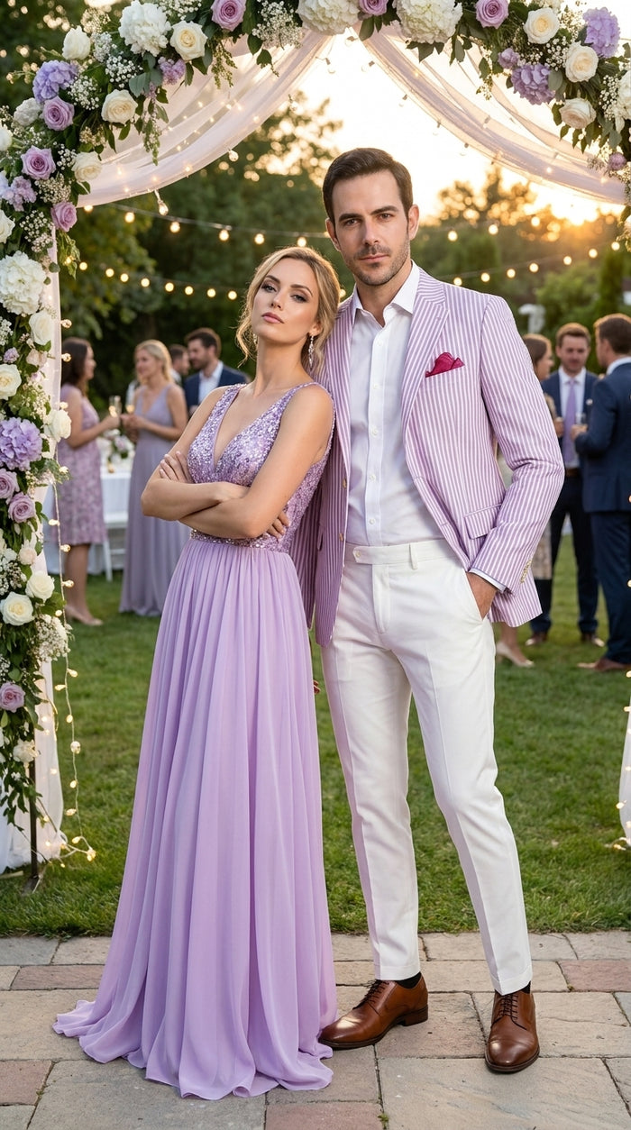 Men's Italian Lavender Seersucker Blazer Lightweight Summer Striped Suit Jacket