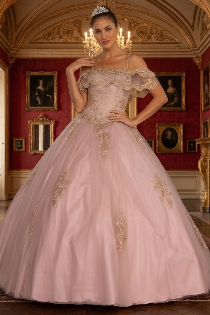 Off Shoulder Quinceañera Ball Gown Embroidered Lace-Up Back Floor Length by Elizabeth K GL2510