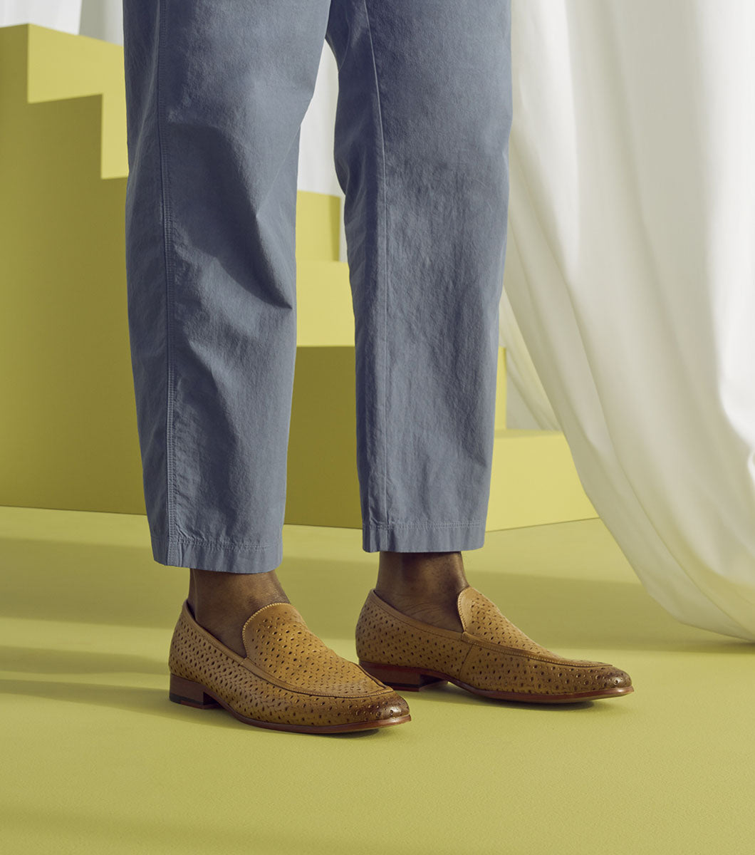 Stacy Adams WINDEN Moc Toe Perf Slip On Natural by Stacy Adams Shoes