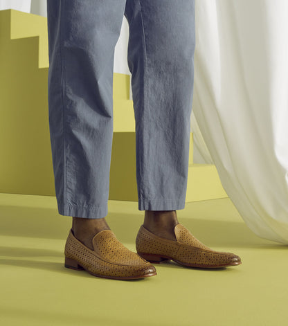 Stacy Adams WINDEN Moc Toe Perf Slip On Natural by Stacy Adams Shoes