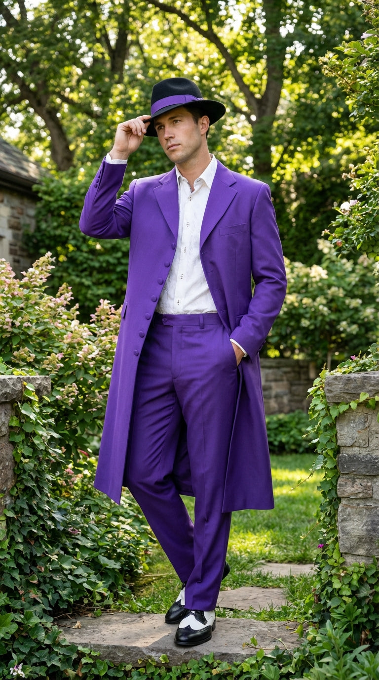 Pimp Halloween Joker Costume Purple Zoot Suit for Men
