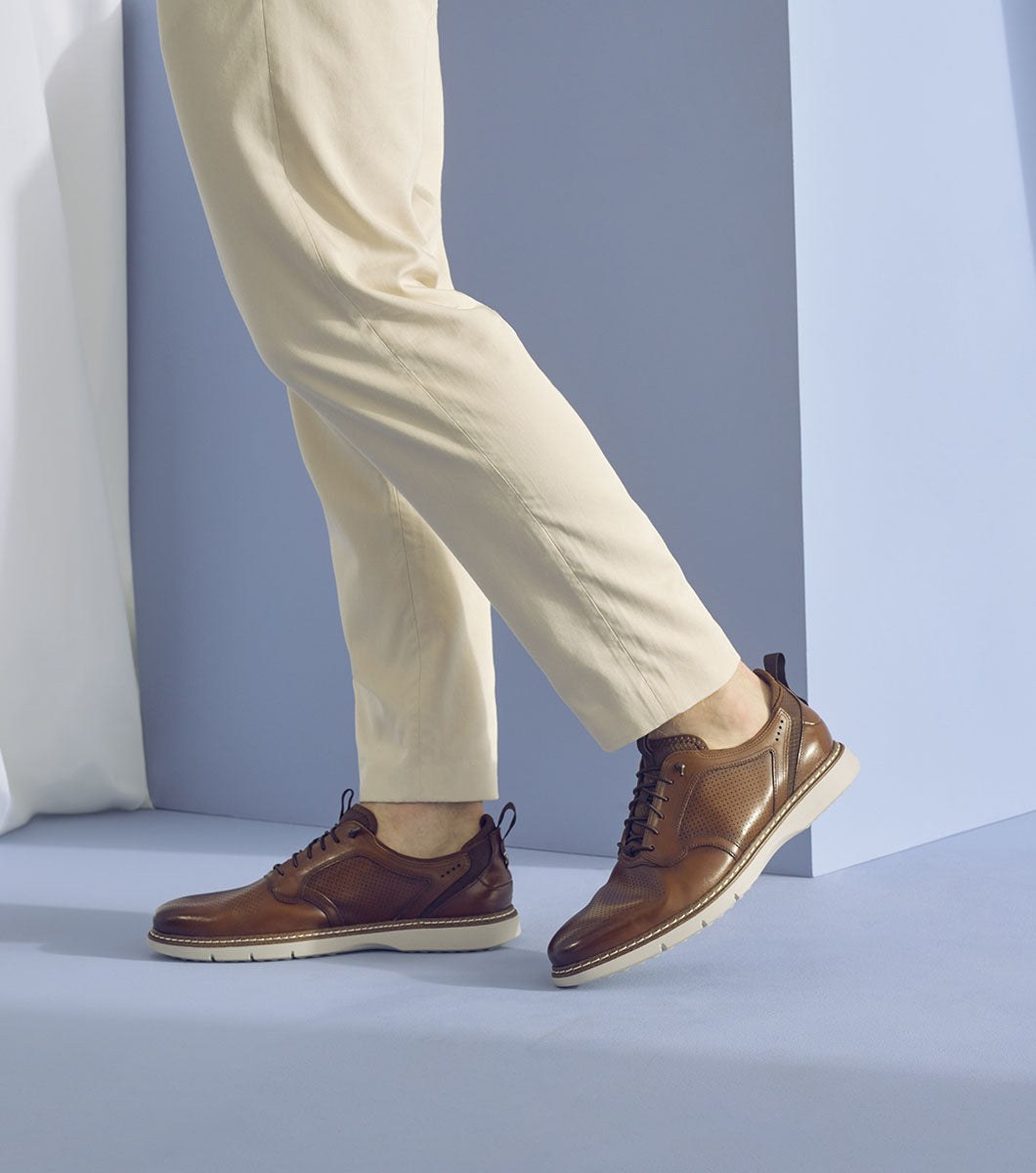 Stacy Adams SYNC Plain Toe Elastic Lace Up Cognac by Stacy Adams Shoes